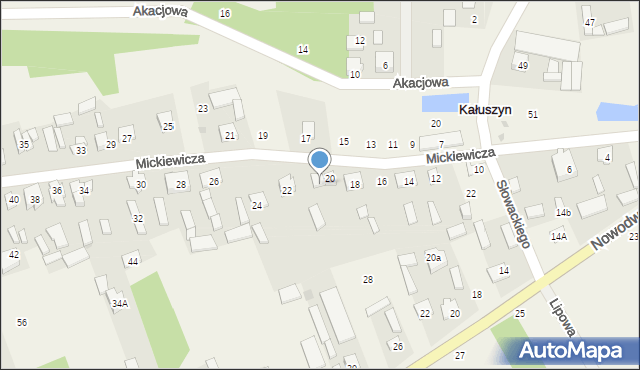 Kałuszyn, Mickiewicza Adama, 20B, mapa Kałuszyn