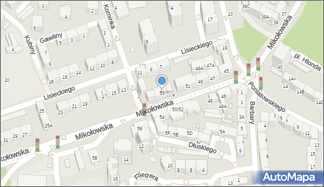 Katowice, Mikołowska, 53, mapa Katowic