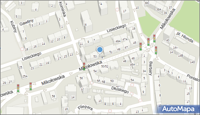 Katowice, Mikołowska, 53a, mapa Katowic