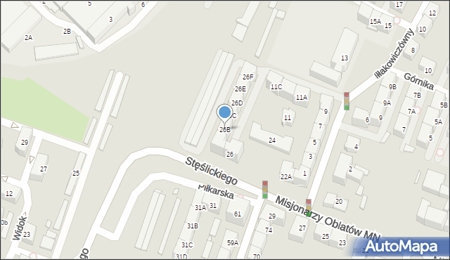 Katowice, Misjonarzy Oblatów MN, 26B, mapa Katowic