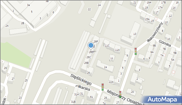 Katowice, Misjonarzy Oblatów MN, 26D, mapa Katowic