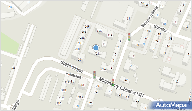 Katowice, Misjonarzy Oblatów MN, 28a, mapa Katowic