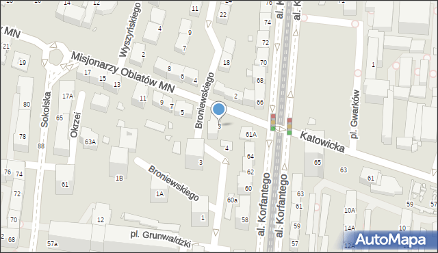 Katowice, Misjonarzy Oblatów MN, 3, mapa Katowic