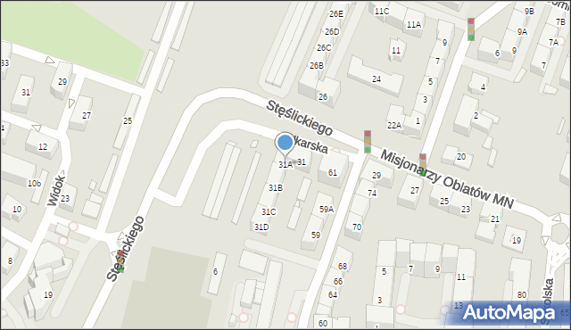 Katowice, Misjonarzy Oblatów MN, 31A, mapa Katowic