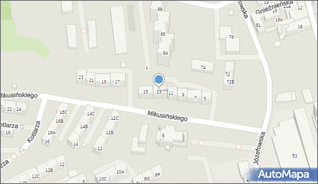 Katowice, Mikusińskiego Jana, prof., 13, mapa Katowic