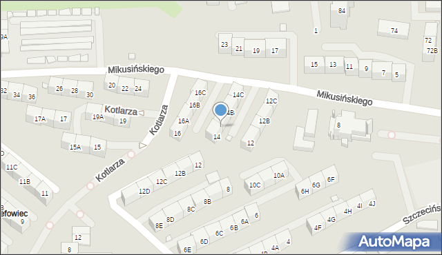 Katowice, Mikusińskiego Jana, prof., 14A, mapa Katowic