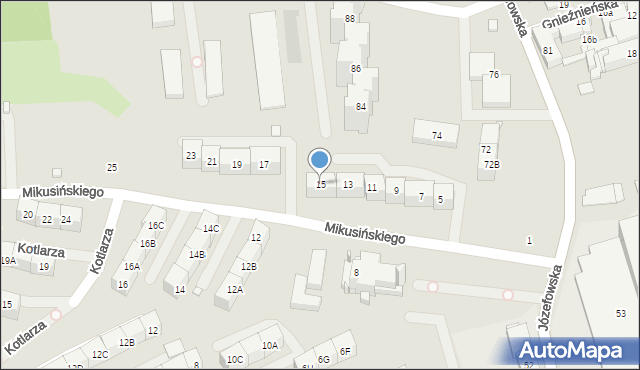 Katowice, Mikusińskiego Jana, prof., 15, mapa Katowic