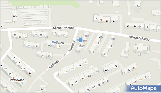 Katowice, Mikusińskiego Jana, prof., 16A, mapa Katowic