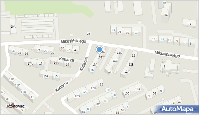 Katowice, Mikusińskiego Jana, prof., 16B, mapa Katowic