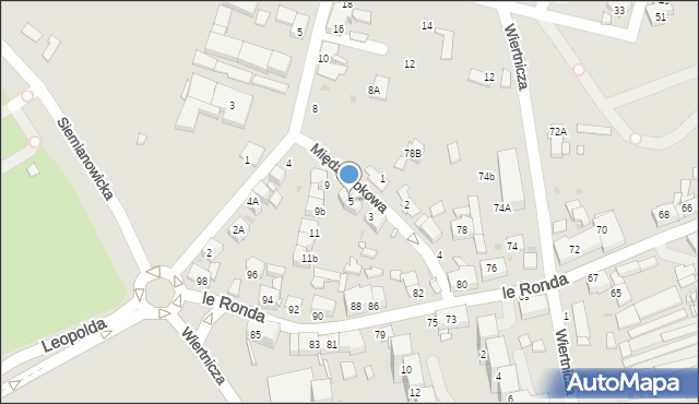 Katowice, Międzyblokowa, 5, mapa Katowic