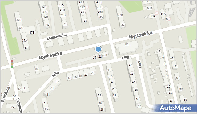 Katowice, Miła, 19, mapa Katowic