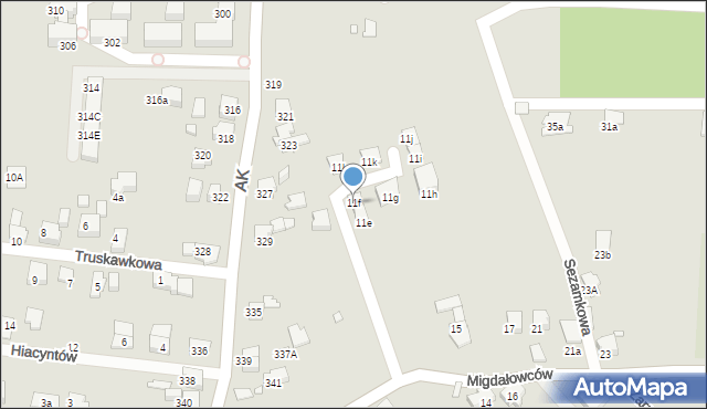 Katowice, Migdałowców, 11f, mapa Katowic