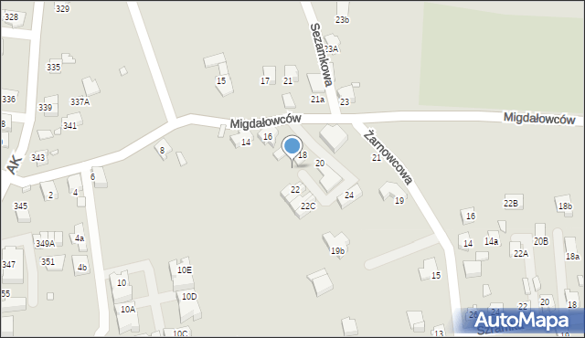 Katowice, Migdałowców, 18, mapa Katowic