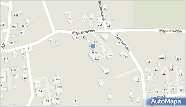 Katowice, Migdałowców, 22, mapa Katowic