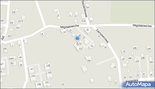 Katowice, Migdałowców, 22, mapa Katowic