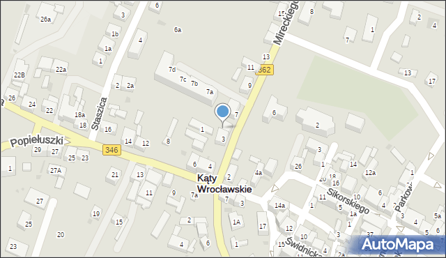 Kąty Wrocławskie, Mireckiego Józefa, 5, mapa Kąty Wrocławskie