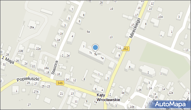 Kąty Wrocławskie, Mireckiego Józefa, 7b, mapa Kąty Wrocławskie