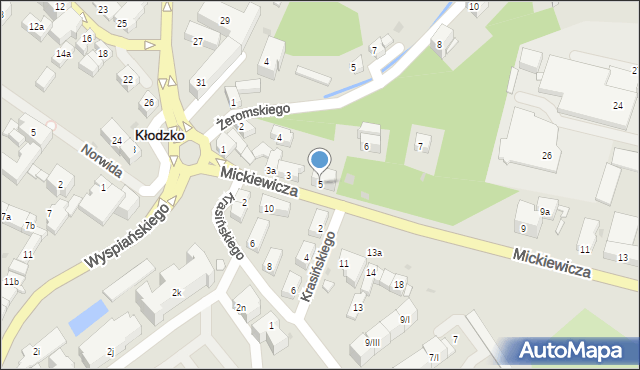 Kłodzko, Mickiewicza Adama, 5, mapa Kłodzka