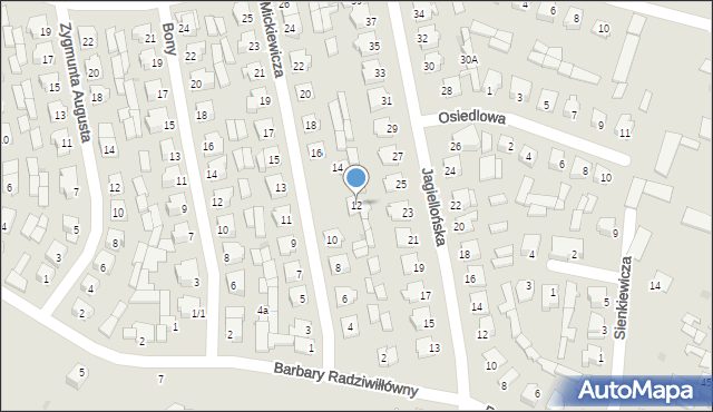 Knyszyn, Mickiewicza Adama, 12, mapa Knyszyn