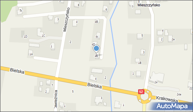Kobiernice, Mieszczyńsko, 4E, mapa Kobiernice