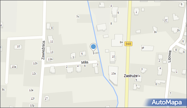 Kobiernice, Miła, 7, mapa Kobiernice