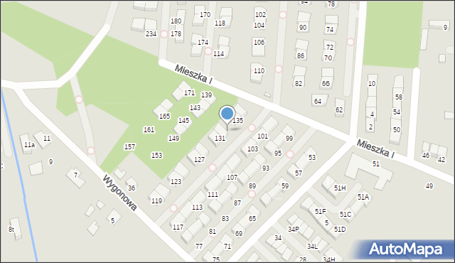 Kobyłka, Mieszka I, 133, mapa Kobyłka