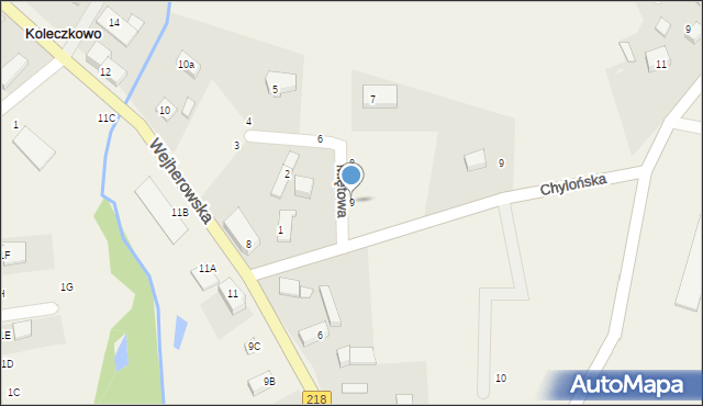 Koleczkowo, Miętowa, 9, mapa Koleczkowo