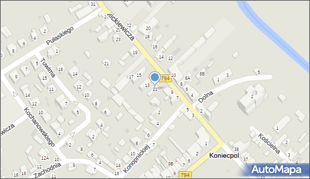 Koniecpol, Mickiewicza Adama, 11, mapa Koniecpol