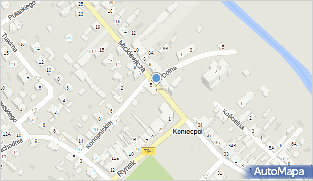 Koniecpol, Mickiewicza Adama, 3, mapa Koniecpol