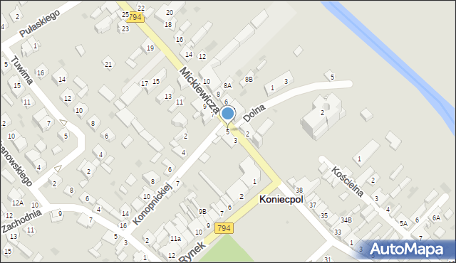 Koniecpol, Mickiewicza Adama, 5, mapa Koniecpol