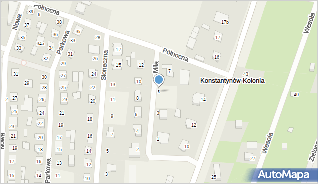 Konstantynów, Miła, 5, mapa Konstantynów