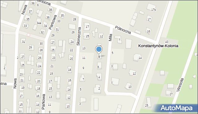 Konstantynów, Miła, 8, mapa Konstantynów