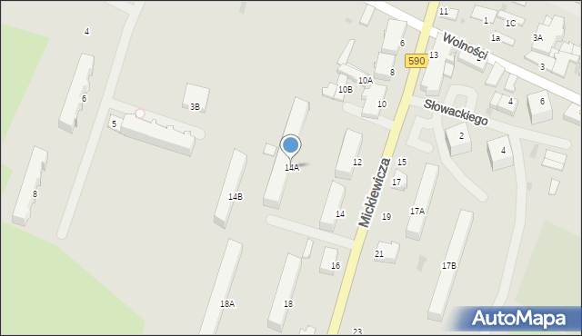 Korsze, Mickiewicza Adama, 14A, mapa Korsze