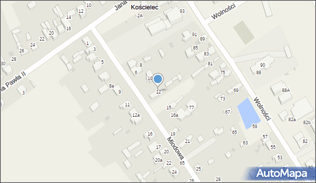 Kościelec, Miodowa, 12, mapa Kościelec