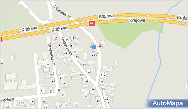 Kostrzyn, Mickiewicza Adama, 23A, mapa Kostrzyn