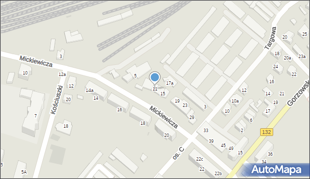 Kostrzyn nad Odrą, Mickiewicza Adama, 11, mapa Kostrzyn nad Odrą