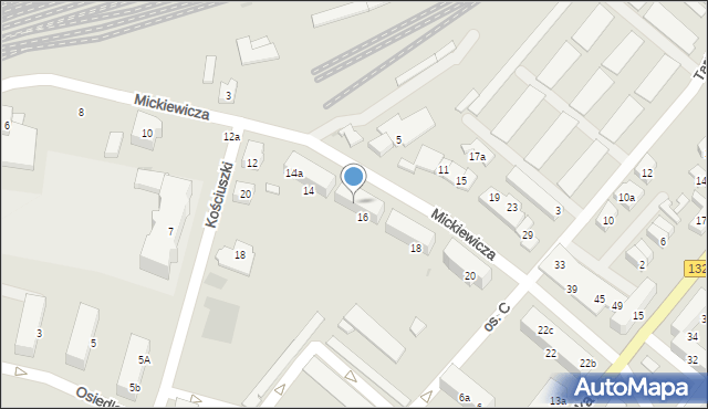 Kostrzyn nad Odrą, Mickiewicza Adama, 16a, mapa Kostrzyn nad Odrą