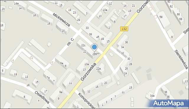 Kostrzyn nad Odrą, Mickiewicza Adama, 22b, mapa Kostrzyn nad Odrą