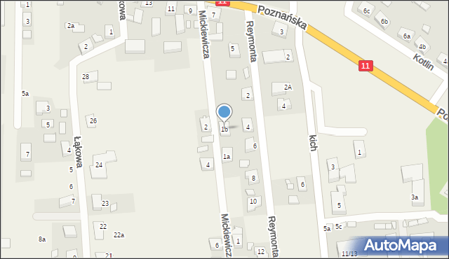 Kotlin, Mickiewicza Adama, 1b, mapa Kotlin