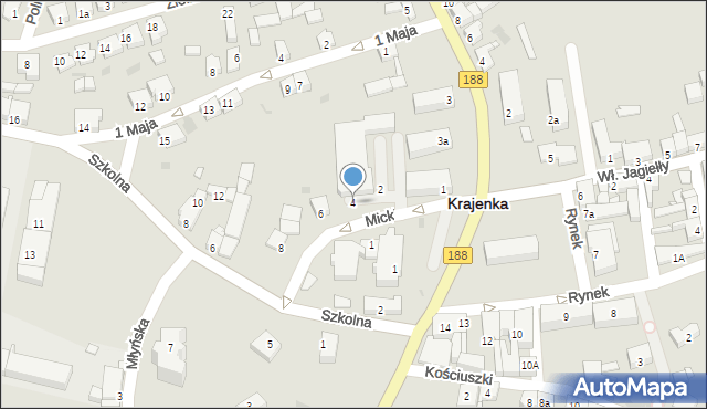 Krajenka, Mickiewicza Adama, 4, mapa Krajenka