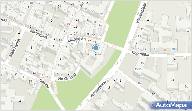 Kraków, Mikołajska, 21, mapa Krakowa