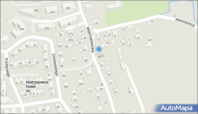 Kraków, Mistrzejowicka, 16, mapa Krakowa