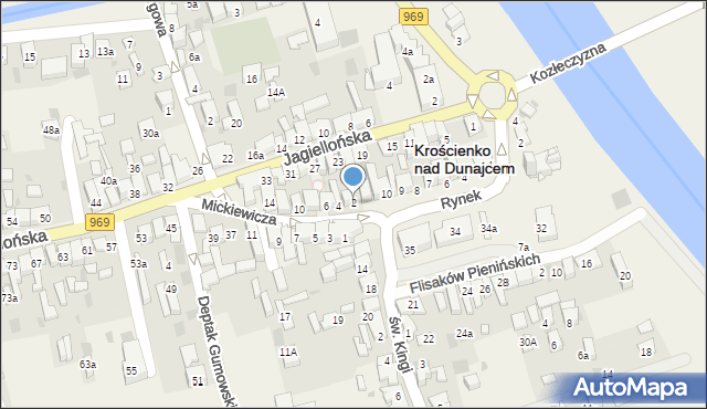 Krościenko nad Dunajcem, Mickiewicza Adama, 2, mapa Krościenko nad Dunajcem