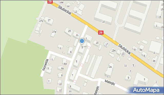 Krosno Odrzańskie, Mickiewicza Adama, 3, mapa Krosno Odrzańskie