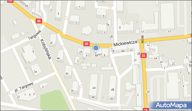 Krotoszyn, Mickiewicza Adama, 4a, mapa Krotoszyna