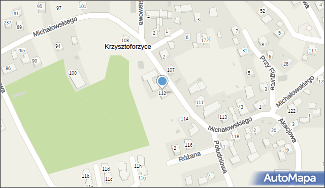 Krzysztoforzyce, Michałowskiego Piotra, 112, mapa Krzysztoforzyce