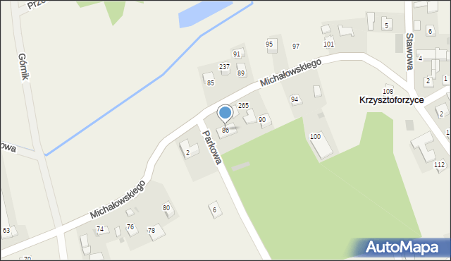 Krzysztoforzyce, Michałowskiego Piotra, 86, mapa Krzysztoforzyce