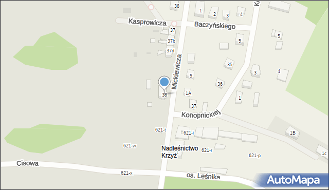 Krzyż Wielkopolski, Mickiewicza Adama, 38, mapa Krzyż Wielkopolski
