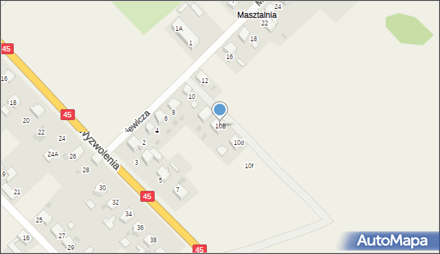 Krzyżanowice, Mickiewicza Adama, 10B, mapa Krzyżanowice