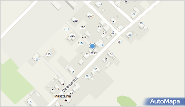 Krzyżanowice, Mickiewicza Adama, 21A, mapa Krzyżanowice